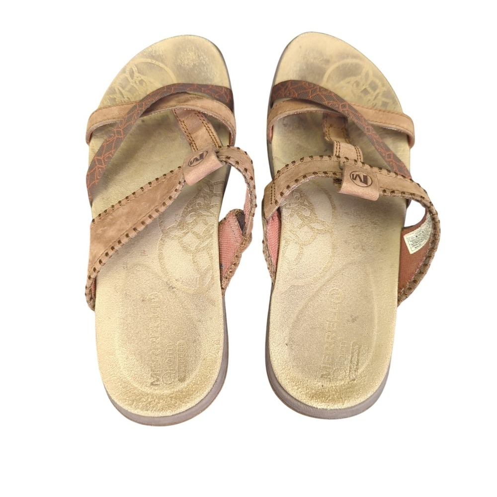 Merrell Dark Earth Leather Sandals Womens Size 8 Casual Gorpcore - Picture 6 of 8